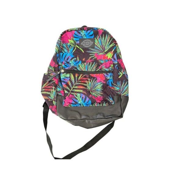 Dickies Leaf Floral Backpack Unisex Black Multicolor Multipocket - Picture 1 of 7